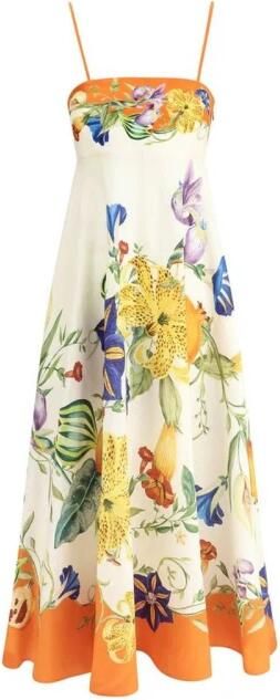 Alemais Bloemen Linnen Midi Jurk Multicolor Dames