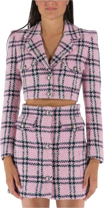 Alessandra Rich Tweed Jackets Roze Dames