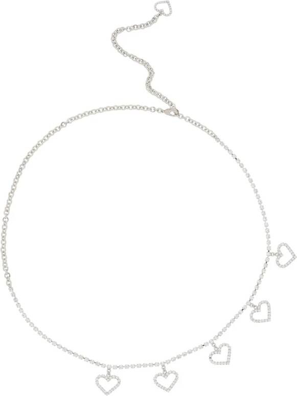 Alessandra Rich crystal belt with heart pendants Gray Dames