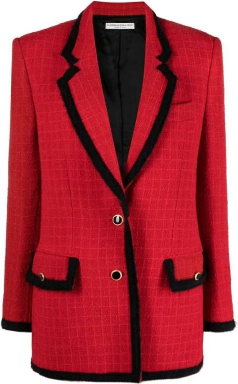 Alessandra Rich Geruite Single-Breasted Blazer in Rood Red Dames