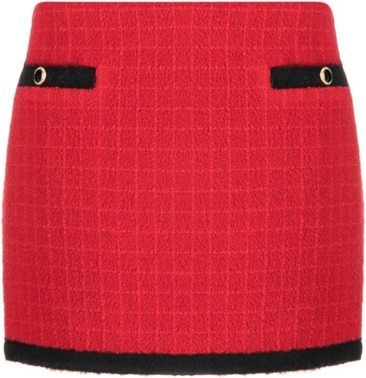 Alessandra Rich Rode Tweed Lage Taille Minirok Rood Dames