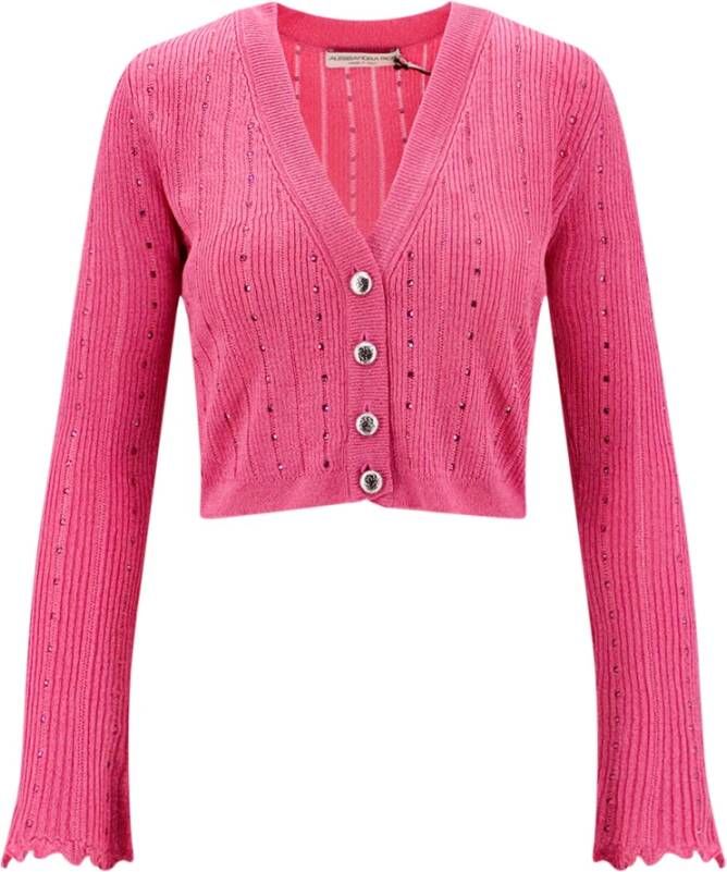 Alessandra Rich Roze gebreid vest met strass Roze Dames