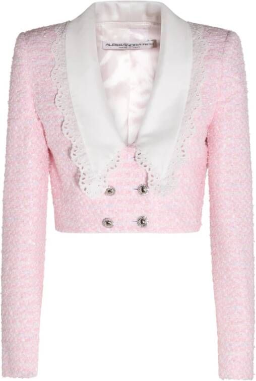 Alessandra Rich Roze tweed Blazerjas Roze Dames