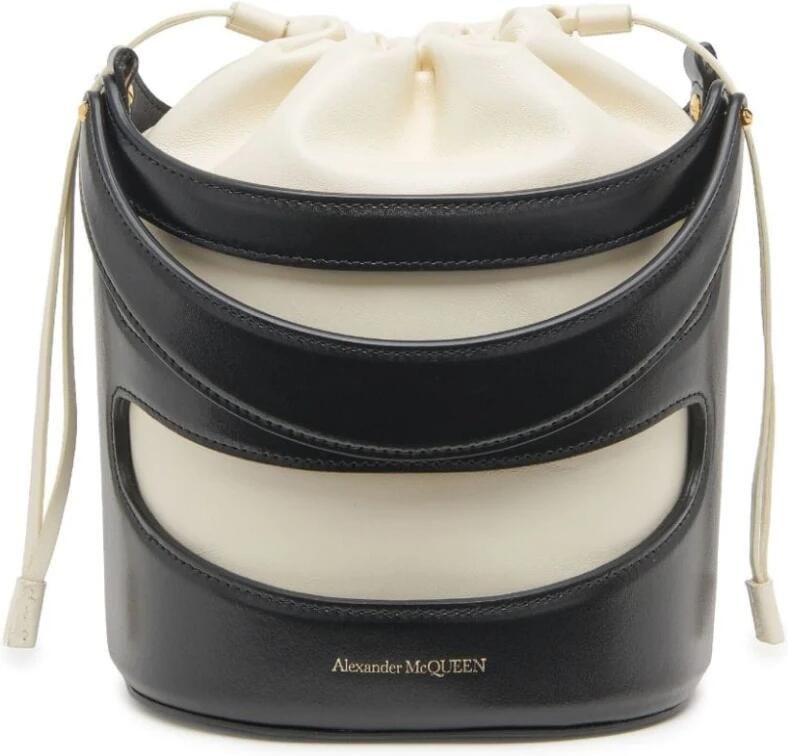 Alexander mcqueen Bucket bags Rise Bag Leather Black Ivory in grijs - Foto 4
