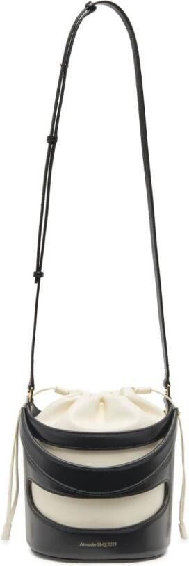 Alexander mcqueen Bucket bags Rise Bag Leather Black Ivory in grijs - Foto 8