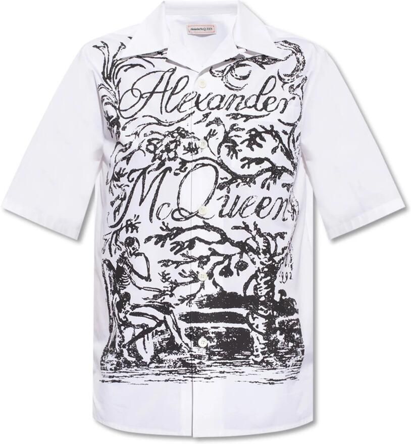 Alexander mcqueen Witte Katoenen Logo Print Shirt Multicolor Heren