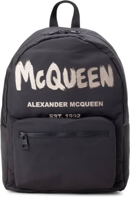 Alexander mcqueen Metropolitan rugzak met Graffiti-handtekening Black Heren