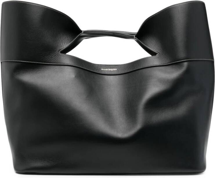 Alexander mcqueen Bow Leren Tote Tas Zwart Black Dames