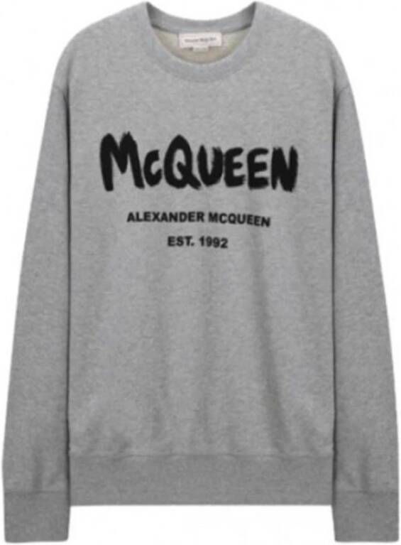 Alexander mcqueen Bedrukte Logo Sweater Grijs Heren