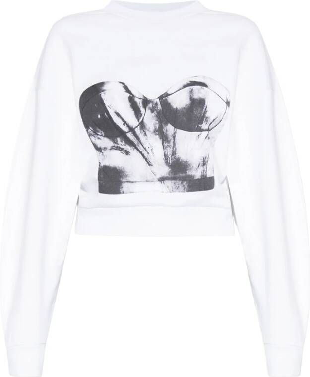 Alexander mcqueen Bijgesneden sweatshirt met print Wit Dames