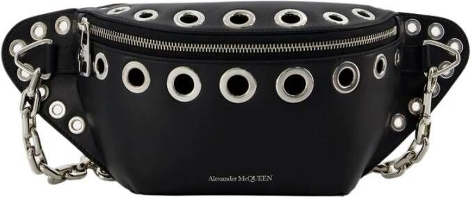 Alexander mcqueen Zwarte Leren Biker Bumbag Riemtas Black