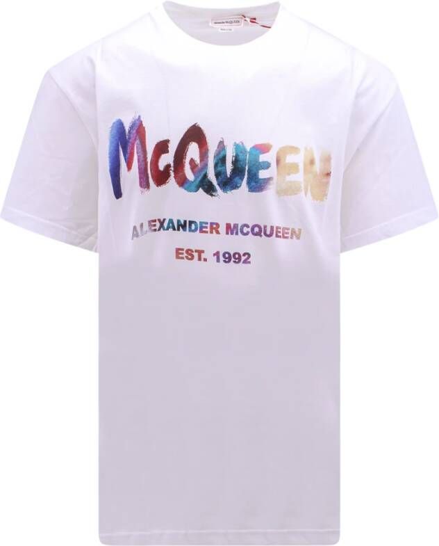 alexander mcqueen Biologisch katoenen T-shirt met McQueen Graffiti Print Wit Heren