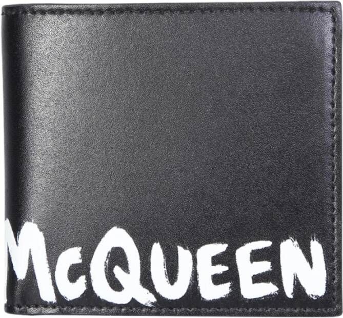 Alexander mcqueen Black Graffiti wallet by . Iconic bi-fold design practical with a timeless look Zwart Heren