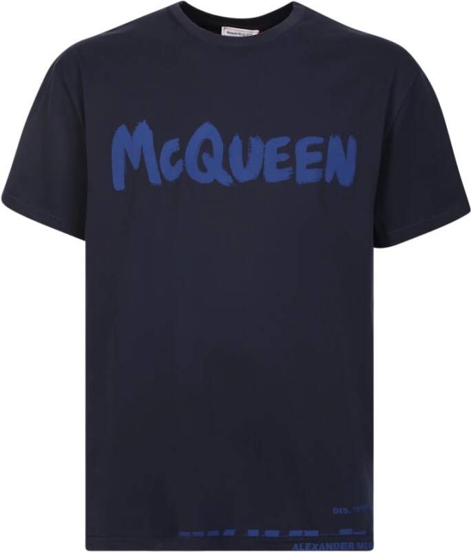 Alexander mcqueen Blauw T-shirt met McQueen Graffiti Logo Blauw Heren