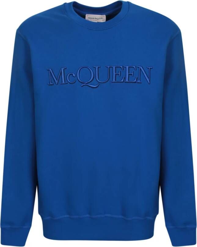 Alexander mcqueen Blauwe Crewneck Sweatshirt voor Heren Blauw Heren