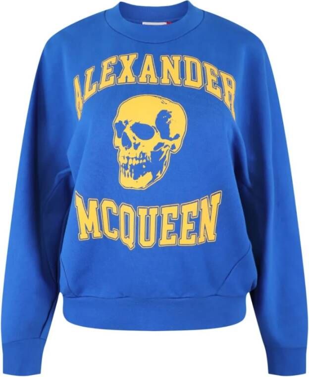 Alexander mcqueen Blauwe Katoenen Sweatshirt met Bedrukt Voorpaneel Blauw Dames