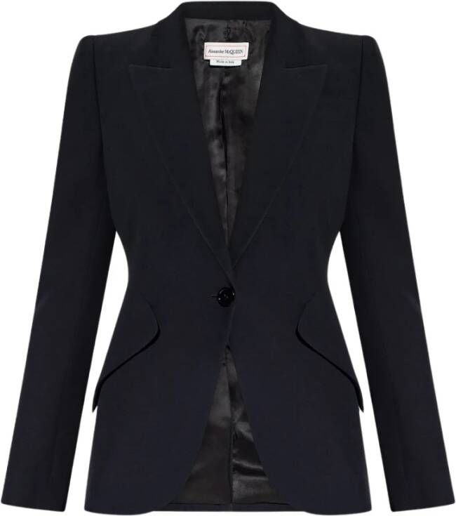 Alexander mcqueen Zwarte single-breasted blazer Black Dames