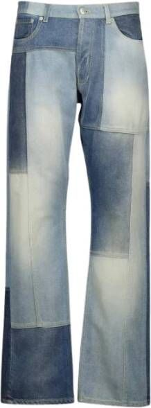Alexander mcqueen Heren Straight Jeans met Stijlvol Patchwork Design Blue Heren