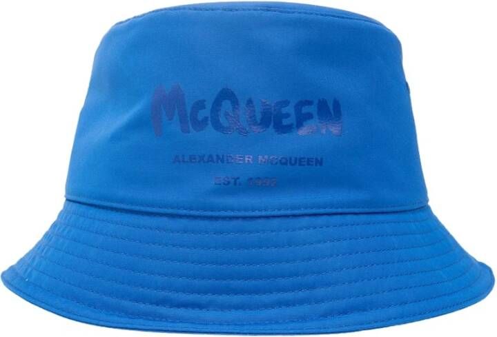 Alexander mcqueen Bucket hoed met logo Blauw Heren