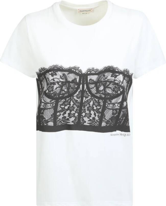 Alexander mcqueen Grafische Print Katoenen T-shirt White Dames