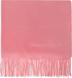 Alexander mcqueen Cashmere scarf with logo Roze Dames