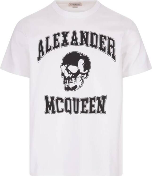 Alexander mcqueen Contrasterend T-shirt met Skull-print voor Heren Wit Heren