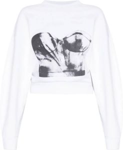 Alexander mcqueen Cropped sweatshirt met print Wit Dames