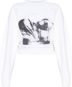 Alexander mcqueen Cropped sweatshirt with print Wit Dames