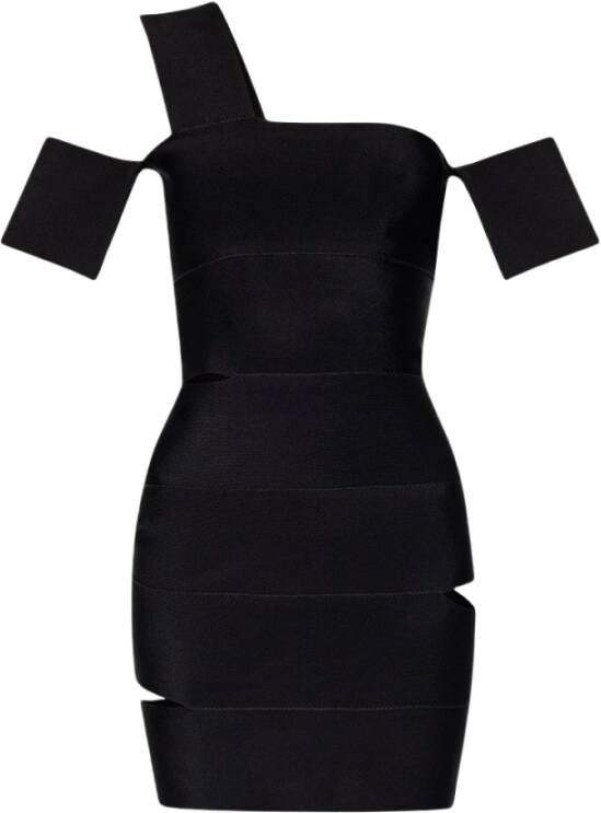 Alexander mcqueen Mini Jurk met One-Shoulder en Cut-Out Detail Black Dames
