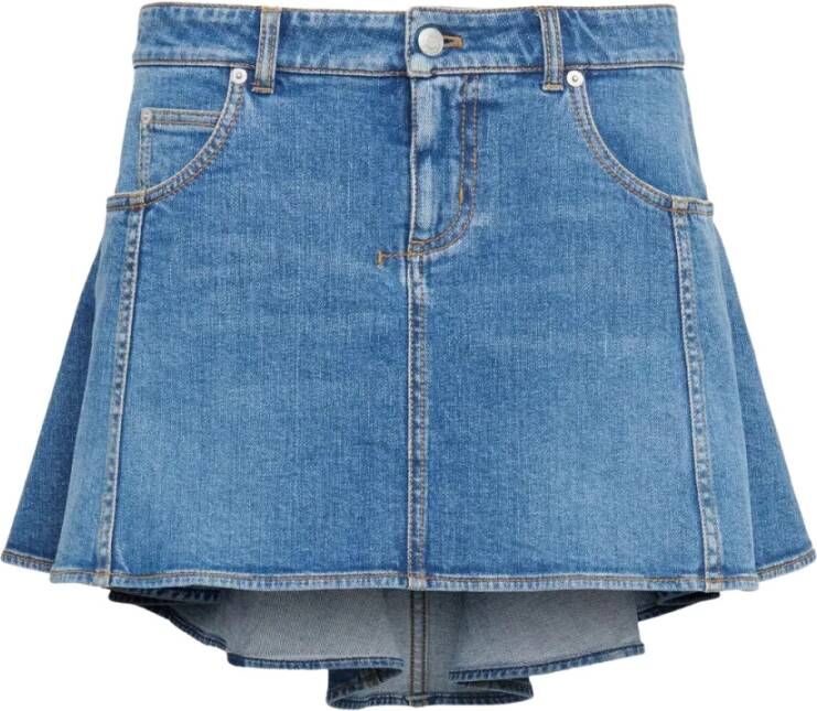 Alexander mcqueen Denim Rok in Organische Stretch Indigo Blauw Dames