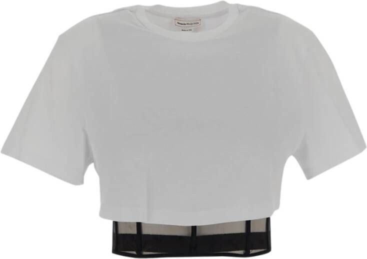 Alexander mcqueen Edgy Corset T-Shirt White Dames