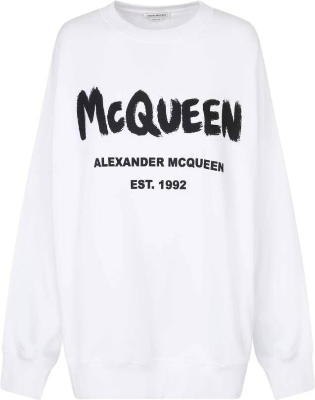 Alexander mcqueen Elegante Witte Sweatshirt voor Dames White Dames