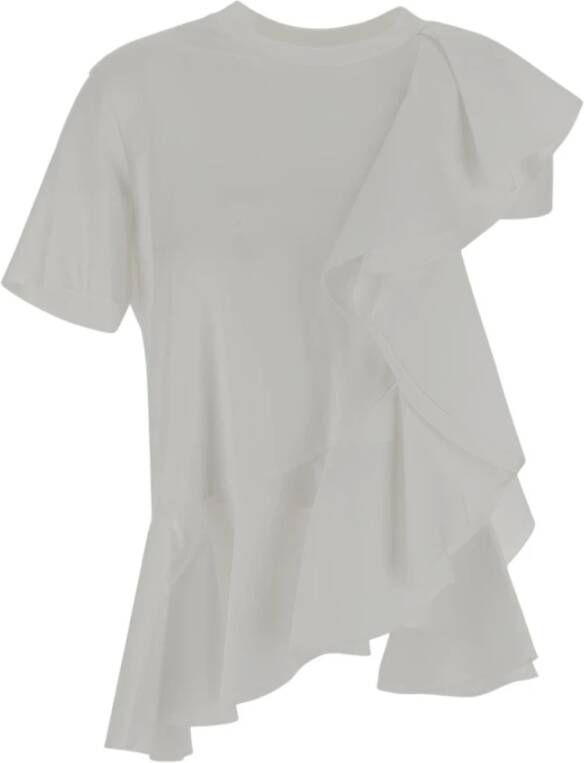 Alexander mcqueen Flared Asymmetrisch T-Shirt White Dames