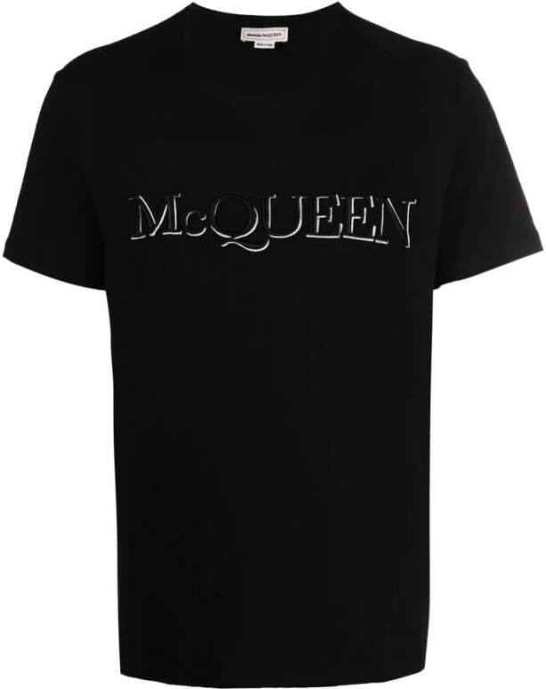 Alexander mcqueen Geborduurd logo t-shirt Zwart Heren