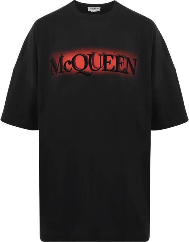 Alexander mcqueen Logo Print T-Shirt Zwart Rood Black Heren