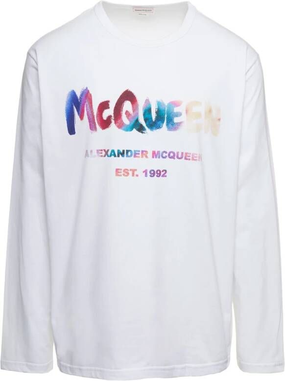 Alexander mcqueen Graffiti Logo Oversized Sweatshirt White Heren