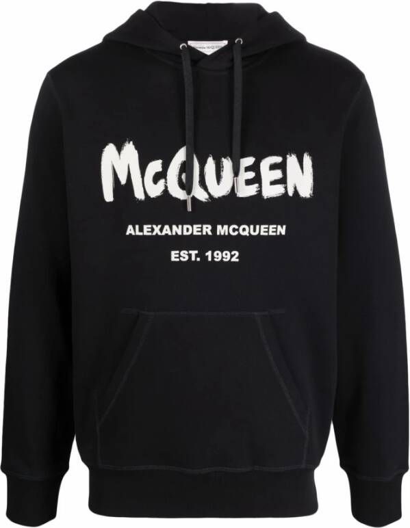 Alexander mcqueen Graffiti Logo Print hoodie Zwart Heren