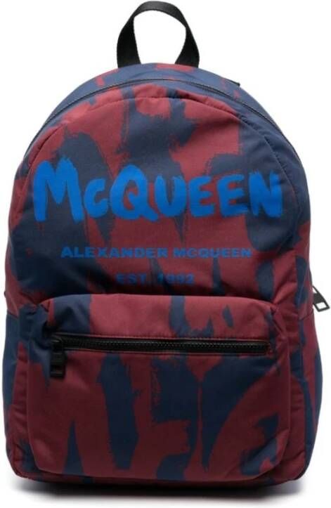 Alexander mcqueen Graffiti Logo-Print Rugzak Rood Heren