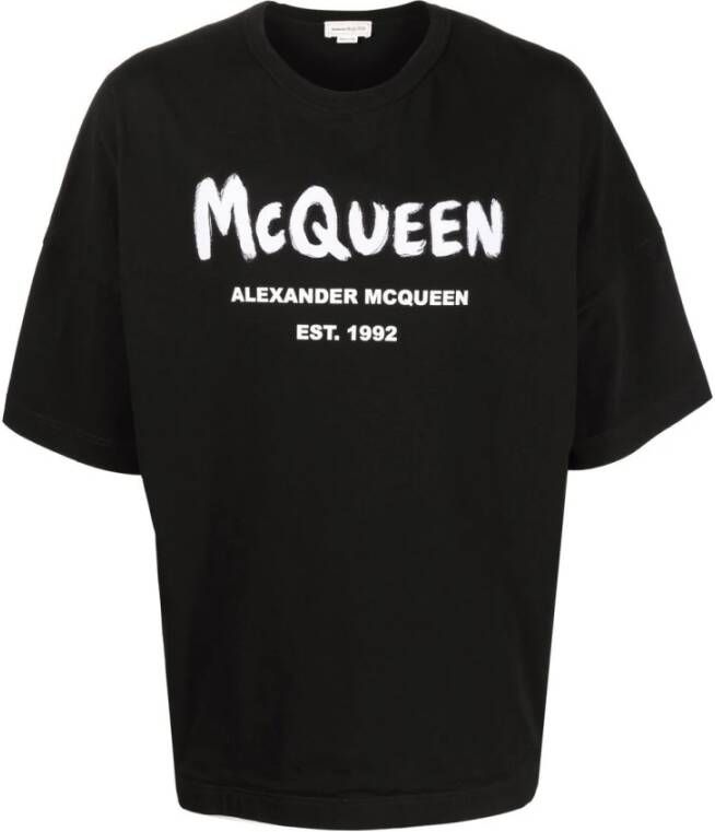 Alexander mcqueen Graffiti Logo Print T-shirt Zwart Heren