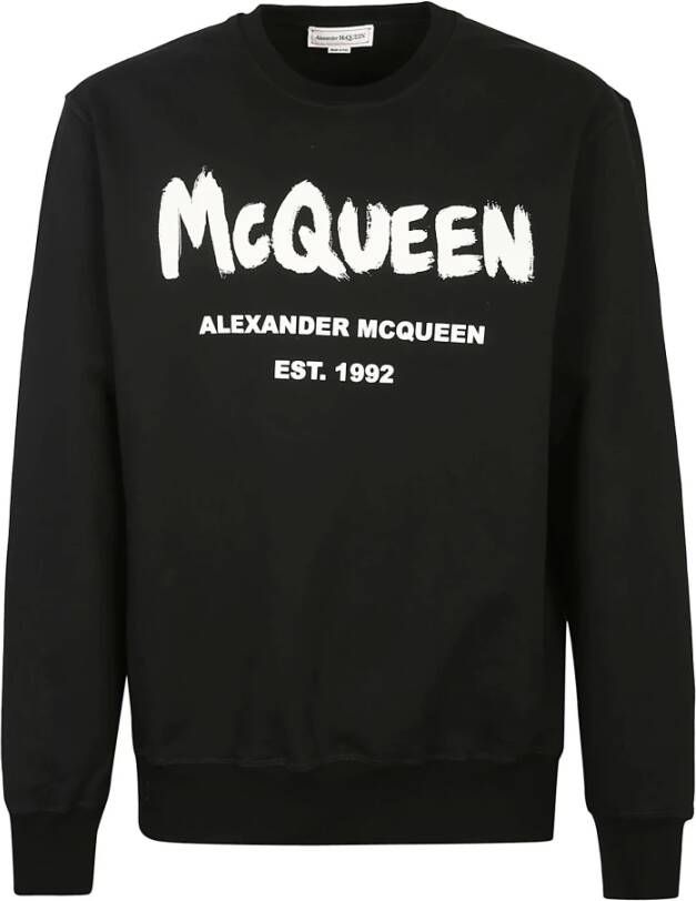 alexander mcqueen Graffiti Print Sweaters Zwart Heren