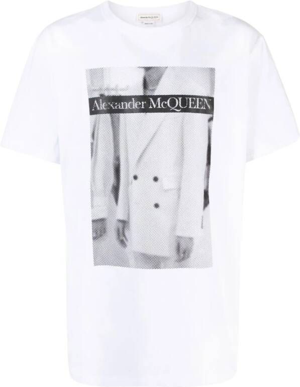 Alexander mcqueen Grafisch Bedrukt Katoenen T-shirt voor Heren White Heren
