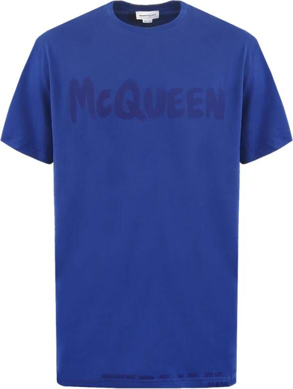 Alexander mcqueen Grafisch Print T-Shirt Upgrade Blauw Heren