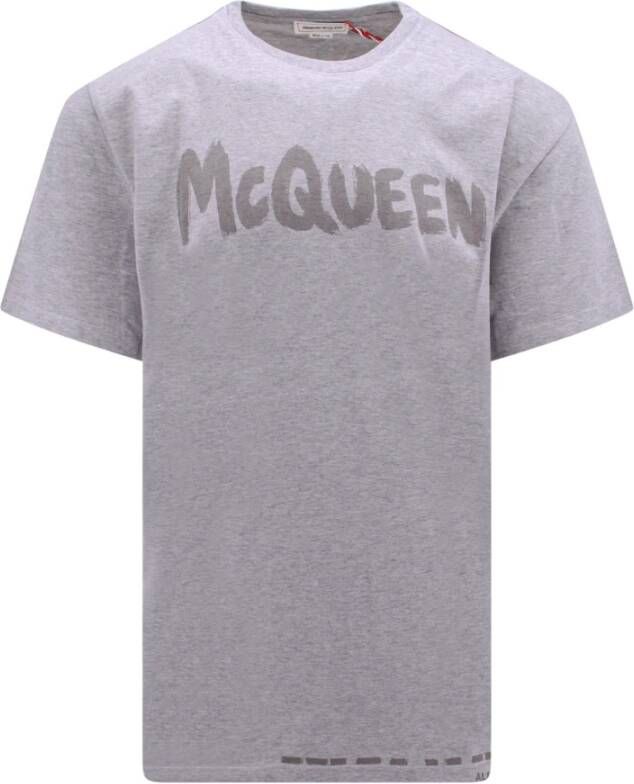 Alexander mcqueen Grijze Katoenen T-Shirt met McQueen Graffiti Print Grijs Heren