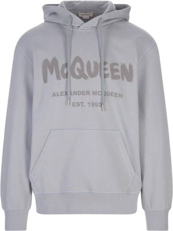 Alexander mcqueen Grijze McQueen Graffiti Logo Hoodie Grijs Heren