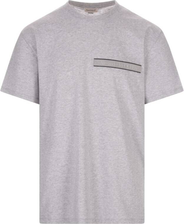 Alexander mcqueen Grijze Selvedge Logo T-shirt voor Heren Grijs Heren