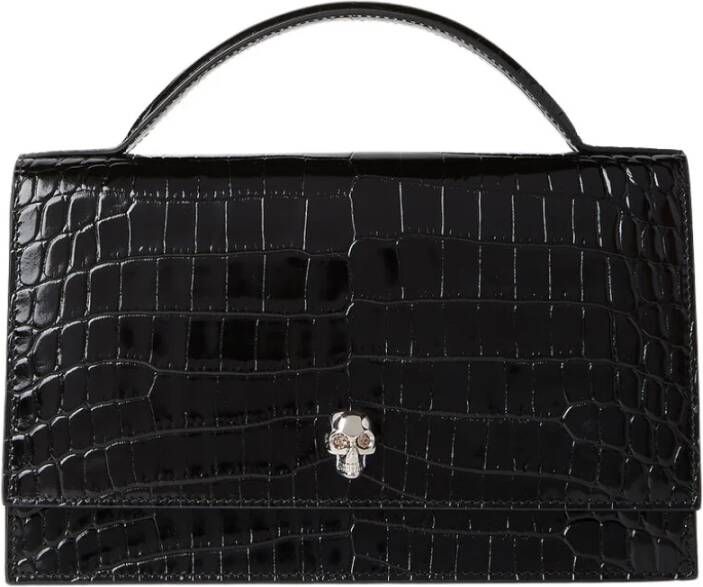 Alexander mcqueen Skull Krokodillenprint Handtas Black Dames