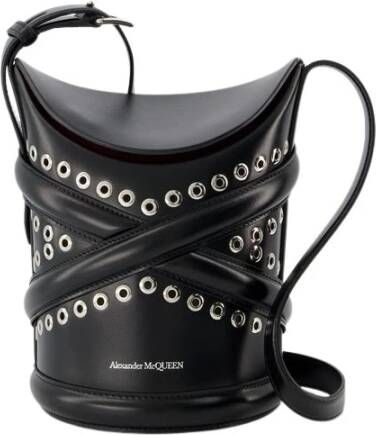 Alexander mcqueen Shoppers The Curve Hobo Bag Black Leather in zwart