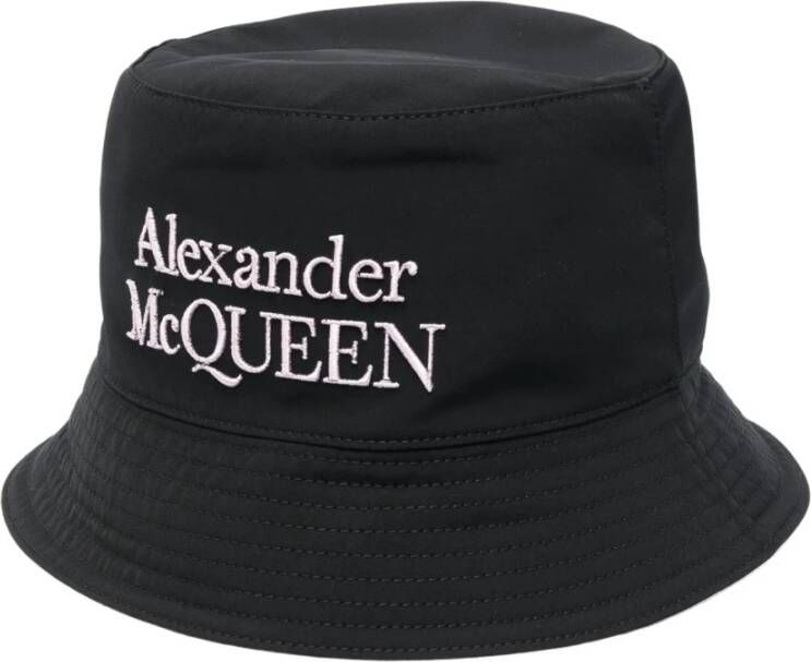 Alexander mcqueen Zwarte Logo Bucket Hoed voor Heren Black Heren