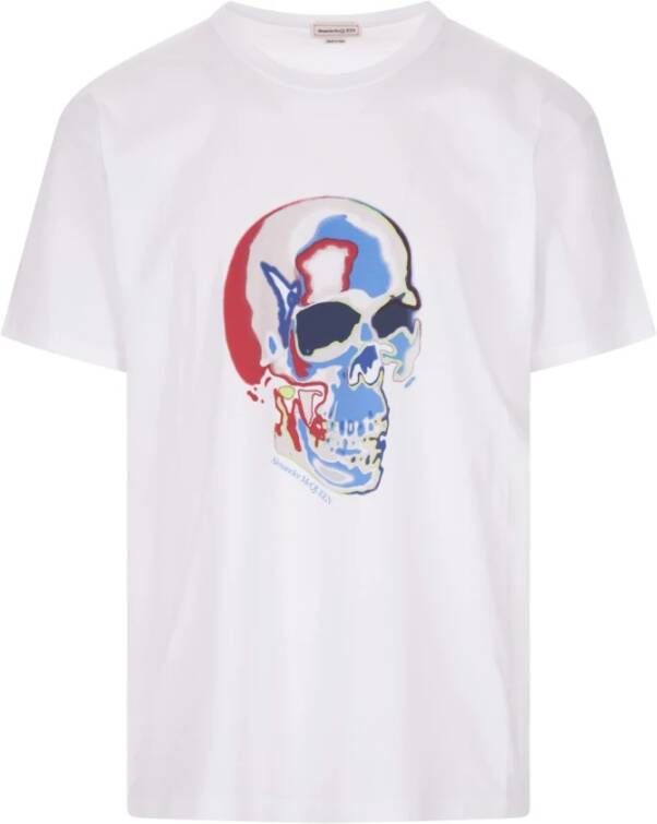 Alexander mcqueen Witte T-shirt met Skull Print voor Heren White Heren