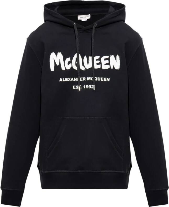 Alexander mcqueen Logo Sweatshirt met Trekkoord Capuchon Black Heren